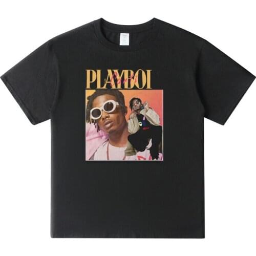 Awesome T Shirts For Guys O-Neck Short Sleeve Regular Mens Top Quality O Neck Men Playboi Carti Hip-Hop Black Tee Shirt