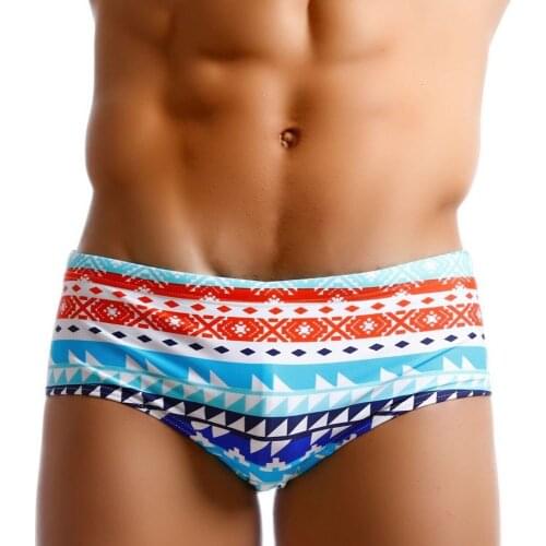 Sexy Stripes Swim Trunks Gay Mens Swimwear Breifs Boxer Men Swimsuit Swimming Shorts Male Surfing Bathing Suit Beach Sport Wear