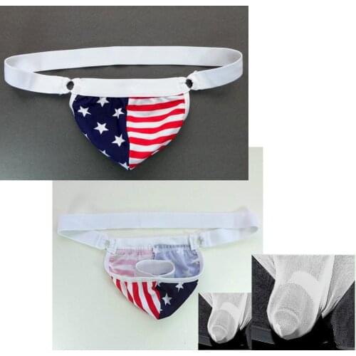 Stars and stripes sexy thong with or w/o cock ring male flag panties