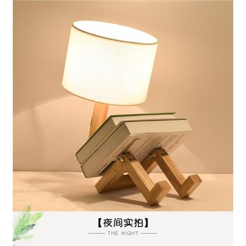Nordic Modern Robot Shaped Table Lights for Living Room Flexible Wooden LED Table Lamps Working Learning Interior Decor Lights