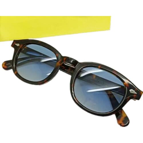 Johnny Depp Retro-Vintage Gradient Sunglasses UV400 Acetates Round Frame 49 46 44 Sizes for Accustomized Fullset Origina Box