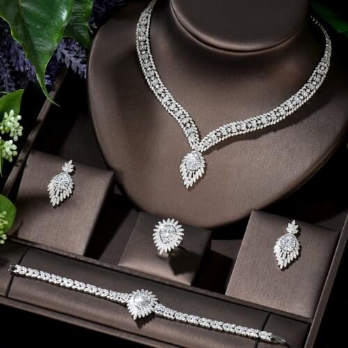 HIBRIDE Wedding Bridal Jewelry Sets for Women Indian White Color Cubic Zirconia Vintage Dubai African Jewelry Set Bijoux N-1409