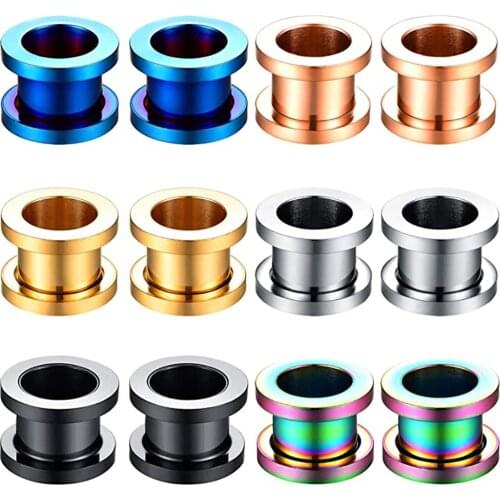 2pcs Screw Fit Ear Gauges Ear Flesh Tunnels Plugs Eyelet Stainless Steel Stretcher Body Piercing Jewelry 4mm-20mm