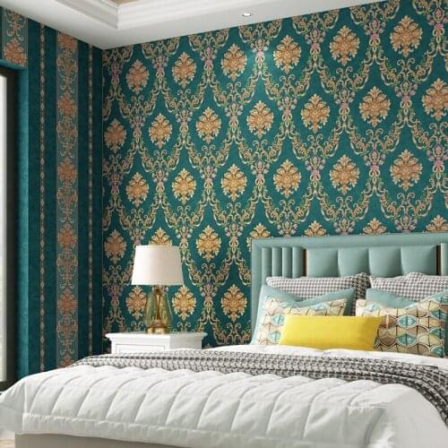 Vintage European Style Luxury 3D Floral Wall Papers Home Decor Stripe Wallpaper for Background Room contact paper AB Version