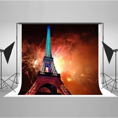 VinylBDS 10X10FT Photography Backdrop Eiffel Tower Photo Studio Backdrop Fireworks For Children YY00442