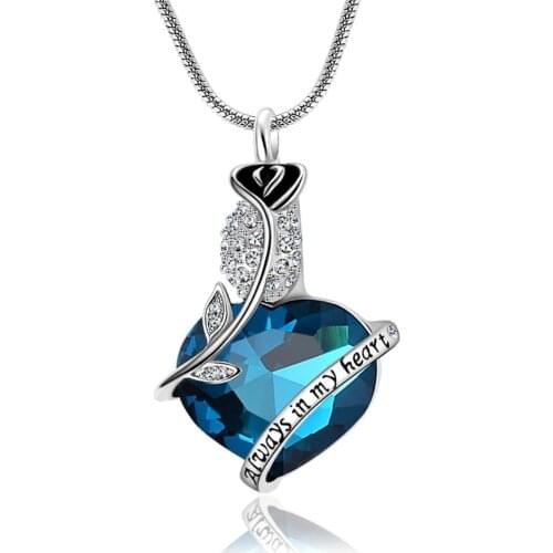 Always in my heart Locket screw heart cremation Jewelry ashes memorial urn birthstone necklace jewelry keepsake pendant