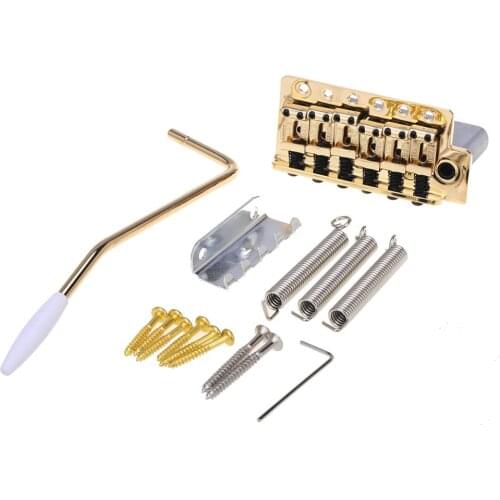 Wilkinson 54mm Vintage Style Full Block ST Guitar Tremolo Bridge Pop-In Arm 6 Screws for Squier/Mexico Fender/MIJ Strat, Gold