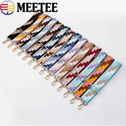 1Pc 38mm Jacquard Shoulder Bag Strap 80-130cm Length Handbag Crossbody Adjustable Belt Straps Metal Buckle DIY Accessories