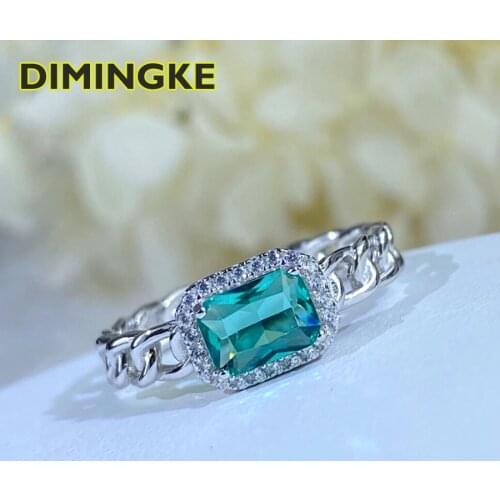 DIMNIGKE 1.5CT Natural Paraiba Tourmaline Twine Ring 100% S925 Sterling Silver Anniversary Party Personalized Female Jewelry
