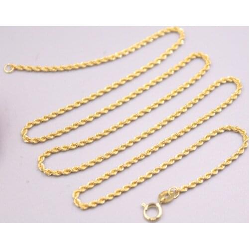 Real 18K Yellow Gold Women Necklace Rope Chain 17.7inch 1.7mmW 1.5-2g / Spring Clasp GUARANTEED PURE 18K Gold