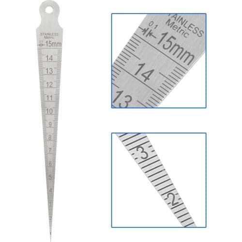 1pcs Stainless Steel Wedge Welding Taper Feeler Gauge Ruler Hole Inspection Tool 0-15mm Measurement Abalysis Instrum Gauges Tool