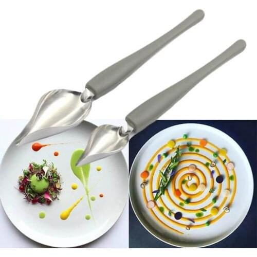 1Pc Chef Decoration Pencil Anti-slip Stainless Steel Portable Mini Sauce Painting Spoon Baking Tools Kitchen Supplies