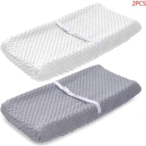 23GD 2 Pcs Soft Reusable Changing Pad Cover Minky Dot Foldable Travel Baby Breathable Diaper Pad Sheets Cover