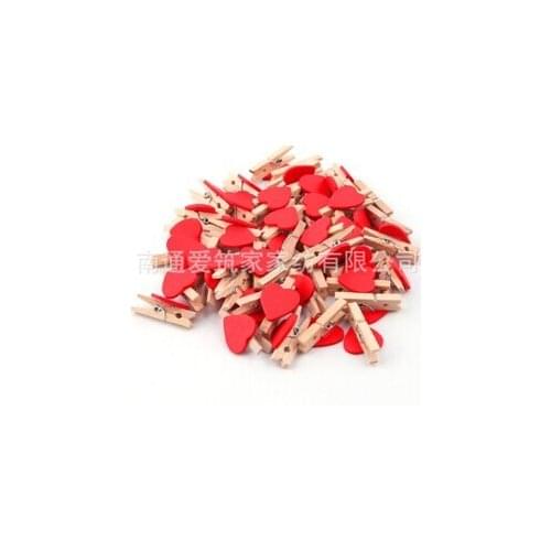50Pcs Wooden Mini Clip White Red heart Flower photo Wood Clips Pegs clothes pin Craft Favor wedding gift Free Shipping