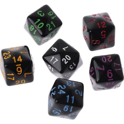 6 Pcs/Set Game Dice 6 Sided D6 24 Points Table Games Desktop Polyhedral For Dungeon D&D Dragon Games Party Funny Play Dices