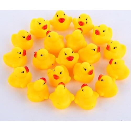 60pcs/lot 5CM Squeaky Rubber Duck Duckie Bath Toys Baby Shower Water Toys for baby Children Birthday Favors Gift