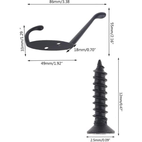 9 Pack Coat Hooks Wall HooksHeavy Duty Wall Mounted for Hat Hardware Dual Prong Retro Coat Hanger with 20 Screws（Black/Gold