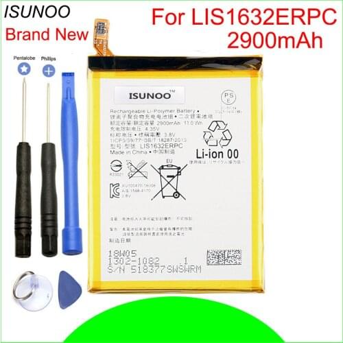 ISUNOO 2900mAh LIS1632ERPC Battery For Sony Xperia XZ F8332 F8331 Battery Replacement With Repair Tools