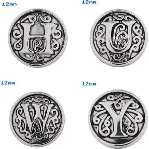 Alphabet 12mm Metal snap button DIY jewelry KS2057