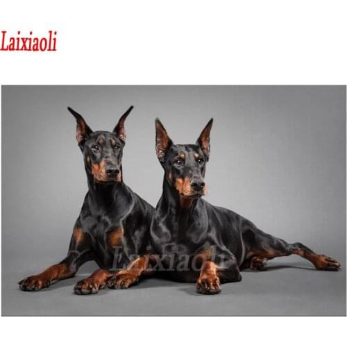 Diy Diamond Painting Cross Stitch Doberman Pinscher 5D Full Square round drill Resin Diamond Embroidery Mosaic 3d hobby decor