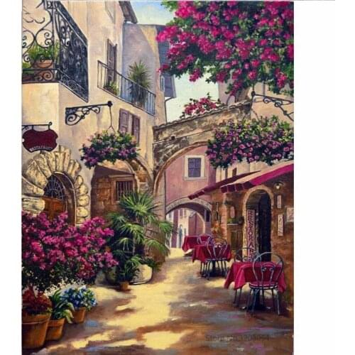 5D DIY new full square round diamond embroidery town landscape painting diamond cross stitch rhinestone decoration inlay