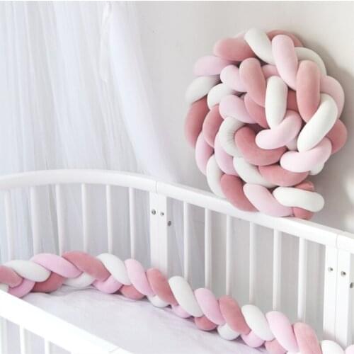 Baby Bed Bumper Infant Cradle Cot Protector Braid Bumper Knot Braided Twist Nordic Newborn Crib Decoration Anti Fall Collision