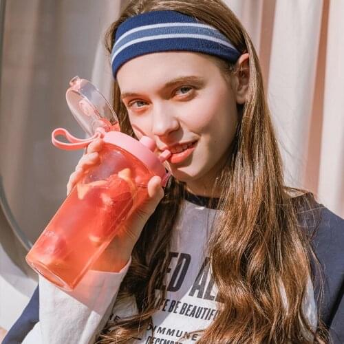 Water Bottles Bulk Outdoor Sport Double Drink Cup Cute With Straw Plastic Cup Portable Sports Water Bottle for kids/girls/women