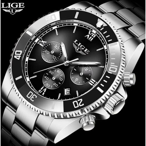 LIGE Quartz Watch Men watch Top Brand Luxury 2020 Green Waterproof Watches Mens Sports Date Black Wristwatches Relogio Masculino