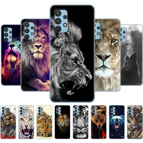 For Samsung Galaxy A32 A52 A72 Case Phone back Cover For Samsung A32 A52 A72 4G 5G 2021 silicon bumper wolf tiger lion bear