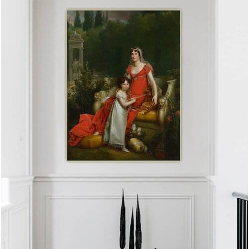 Citon Francois Gerard《Elisa Bonaparte with Her Daughter Napoleona Baciocchi》Canvas Art Oil Painting Wall Background Decoration