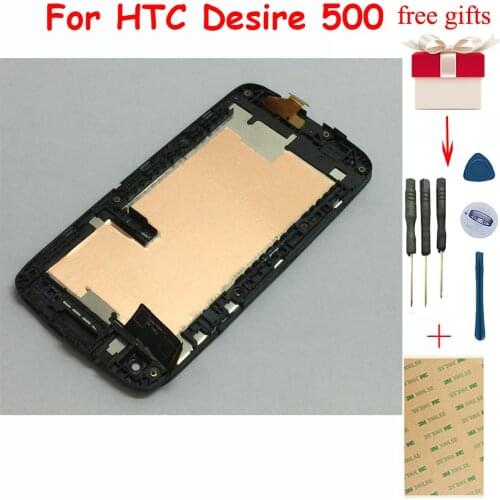 For HTC Desire 500 LCD Touch Screen Digitizer Sensor Glass + LCD Display Monitor Screen Panel Module Assembly + Frame