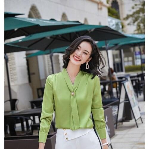 Long Sleeve Formal Blouses Shirts for Women Business Work Wear Elegant Apricot OL Styles Blouse Career Interview Clothes Tops