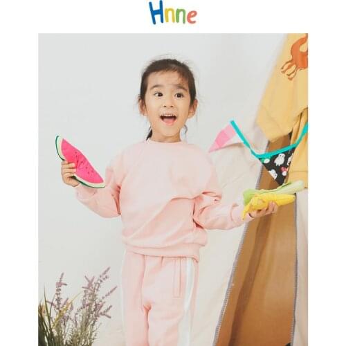 Hnne Solid Color Sweatshirts Childrens 2021 Spring New Kids Hoodies Basic Soft Classcial Pullovers Boys Girls Tops HJ151295