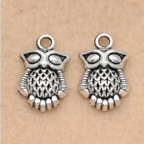 KJjewel Antique Silver Plated Owl Charms Pendants Jewelry DIY Findings Jewelry Making Bracelet Accessories 21x12mm