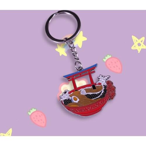The Great Wave off Kanagawa Ramen Key Ring Shinto Torii Gate Keychain Japanese Culture Element Art Jewelry
