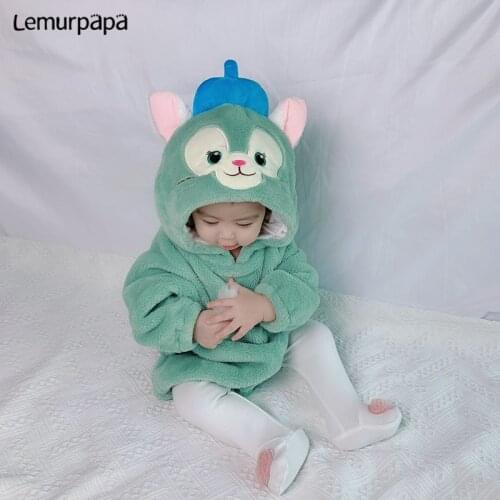 Infant Baby Clothes Romper Cartoon Green Cat Bear Newborn Baby Onesie Costume Animal Ropa Bebe Soft Flannel Toddler Outfit 0-3Y