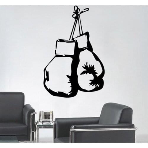Cool Boxing Gloves Fighting Sports Wall Mural Sticker Decal Gym Wallpaper Boys Bedroom Home vinyl Art Decoration 2 Sizes