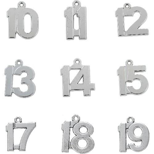 LIKGREAT Lucky Number Birthday Charm for DIY Necklace Jewelry Making Handmade Pendant DIY Necklace 10 11 12 13 14 15 16 17 18 19