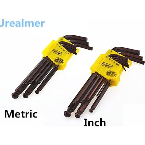 Jrealmer Good Quality 9PCS S2 Hex Wrench Allen Key Socket Hexagonal Wrenches Set Spanner For repair bicycle Hand tool set