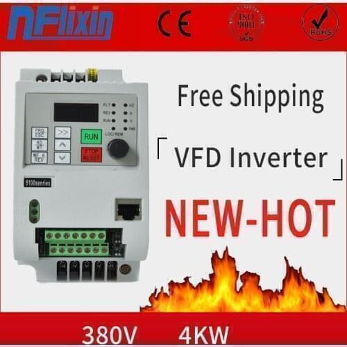 New 380V 4KW 3 Phase AC Frequency Inverter For AC CNC motor in VxF Vector control Drive Speed Controller Output 380V 8.5A 4KW