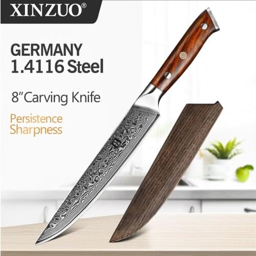 XINZUO 8" Cleaver Knife Japanese Meat Knife Kitchen Cutlery VG10 Damascus New Slicing Master Knives BBQ Tools Rosewood Handle