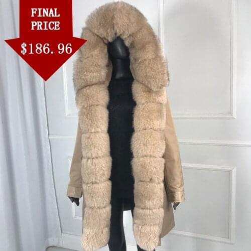 Woman parka with fox fur big large fox fur collar and liner rabbit fur Womens winter parka with natural fur