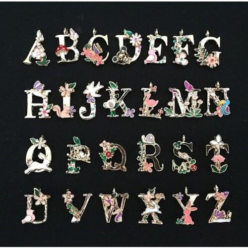 26 Letters Initial A-Z Alphabet Charms Pendant Garden Fairy Tale Jewelry Making