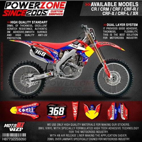 PowerZone Custom Team Graphics Backgrounds Decals 3M Stickers Kit For HONDA CRF250R 2010-2013 CRF450R 2009-2012 050