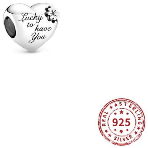 Real 925 sterling silver Beads DIY Lucky to have you Charm Beads Suitable fit Original Pandora Bracelet Women Jewelry 2021