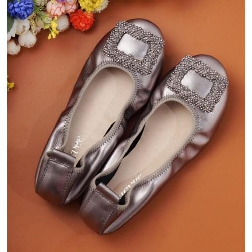 Luxury Brands Genuine Leather Slip On Ballet Flats Shoes For Women Slip-On Buckle Flat Shoes Women Fashion Shallow Mouth Loafers