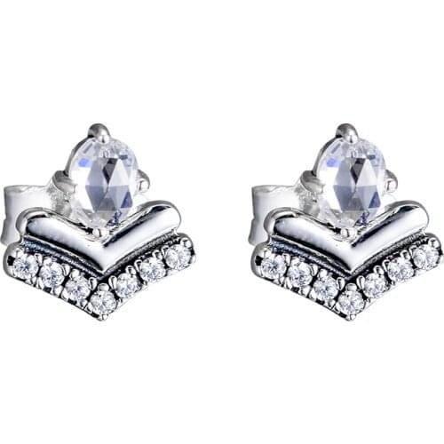 Authentic 925 Sterling Silver Classic Wishes Stud Earrings for Women Earings Fashion Jewelry Sterling-Silver-Jewelry brincos