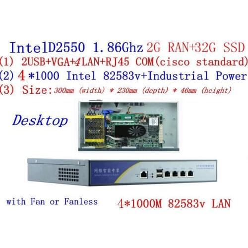 D2550 Network Firewall Router 4*82583V LAN support ROS Mikrotik PFSense Panabit Wayos Monowall Radius hi-spider 2G RAM 32G SSD