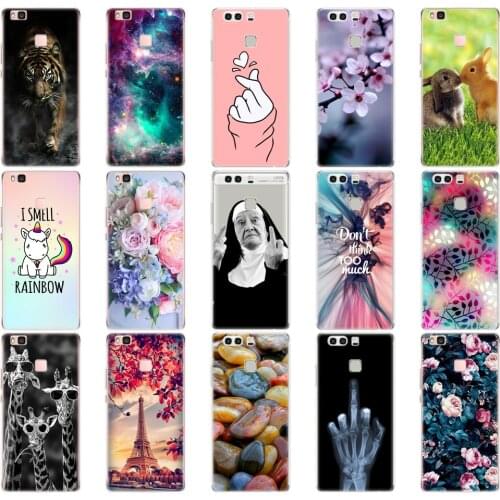 Silicon Case For Huawei P9 LITE 2016 Soft TPU Transparent Back Phone Cover For huawei P9 PLUS Protective Printing Coque Bumper