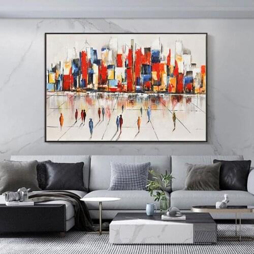 Modern Abstract City Building Scenery Canvas Painting Posters and Print Cuadros Wall Art Picture for Living Room Decor Unframed